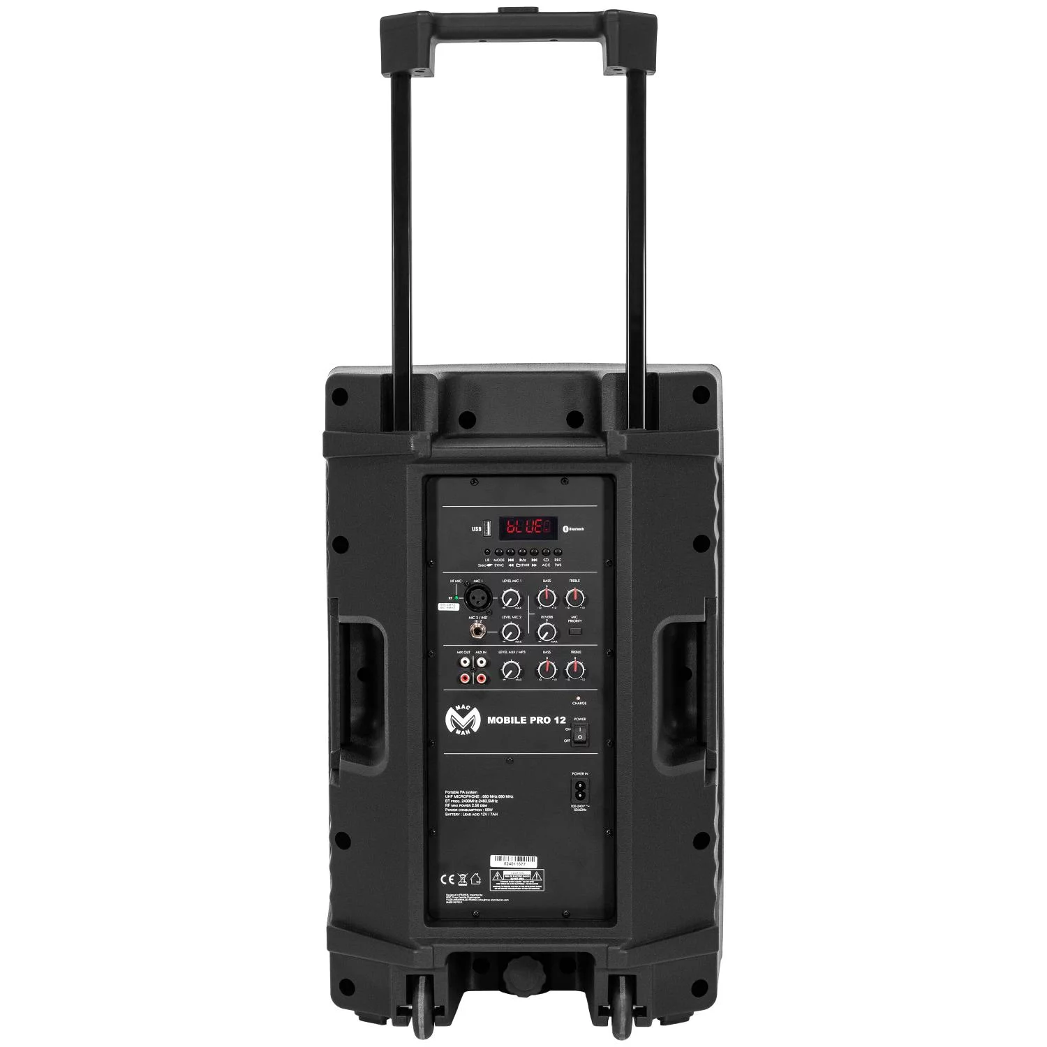 Enceinte amplifiée portable 350 W avec micro HF, USB et Bluetooth