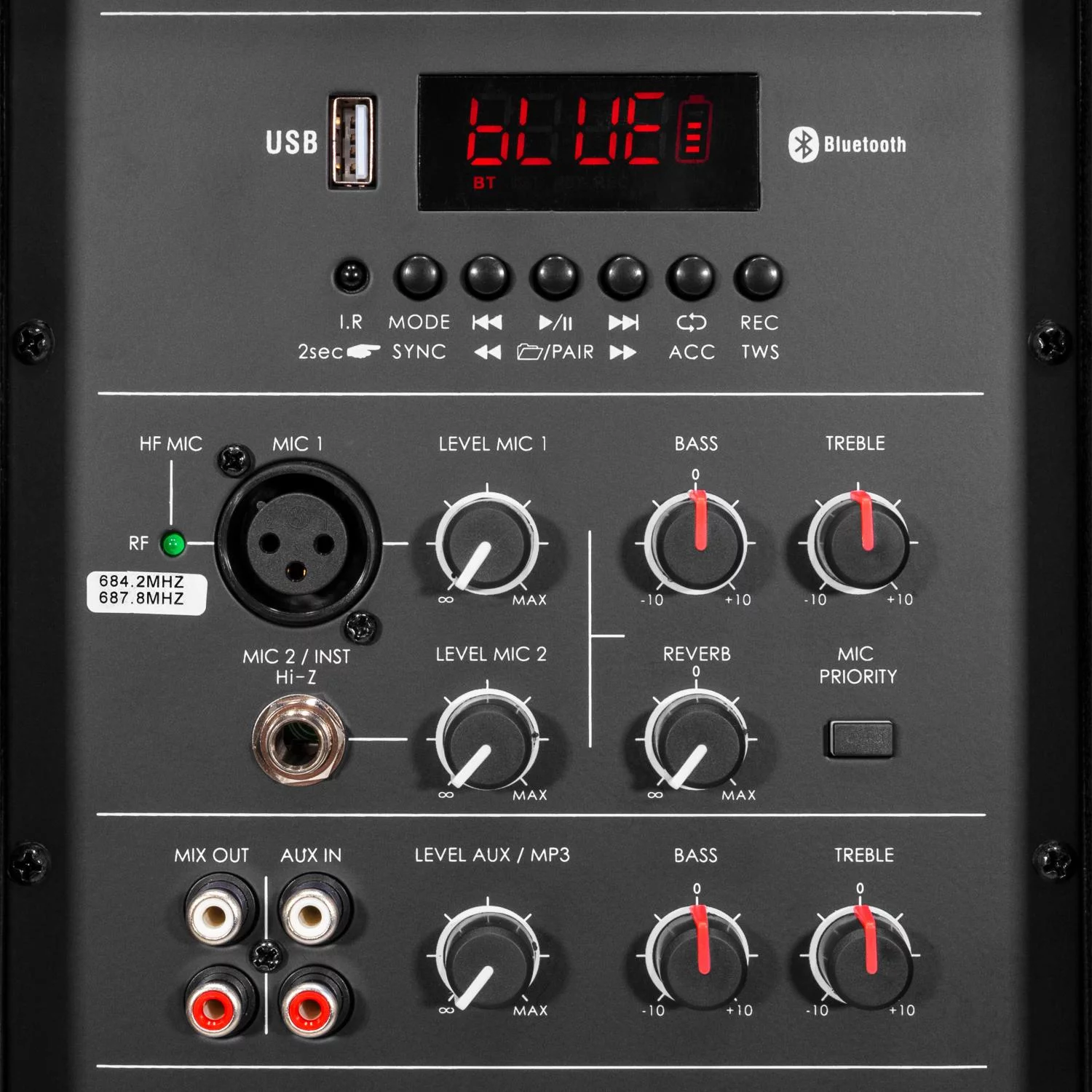 Enceinte amplifiée portable 350 W avec micro HF, USB et Bluetooth