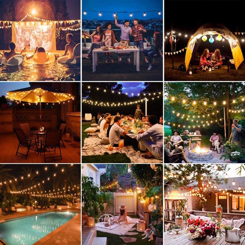 Guirlande guinguette 10 m blanc chaud IP65 raccordable