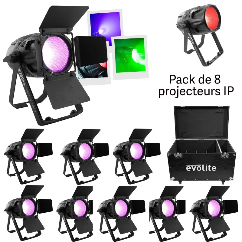 Pack PARCOB150 RGBW IP – 8 projecteurs LED architecturaux et théâtre en flycase