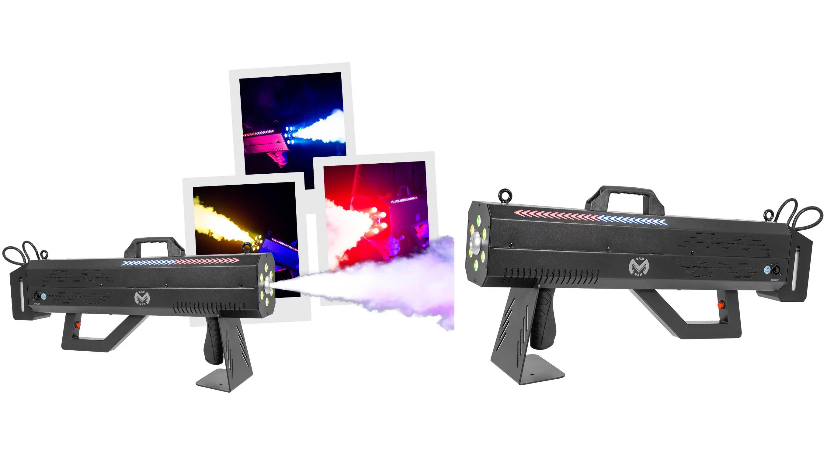 Mac Mah Fog Blaster 1500 RGB – Pack de 2 machines à fumée type gun effet CO₂